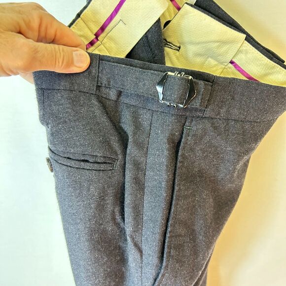 Charles Tyrwhitt Gray Wool Flat Front Slim Fit Dress Pants Size 34 X 34 - Picture 8 of 15